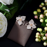 HIBRIDE Lucky Flower Multicolor AAA CZ Pave Stud Earrings E-440