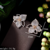 HIBRIDE Lucky Flower Multicolor AAA CZ Pave Stud Earrings E-440