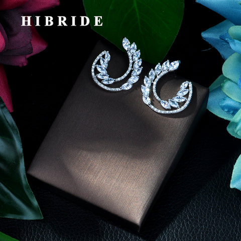 HIBRIDE Exquisite Leaf Shape Stud Earrings Orecchini E-45