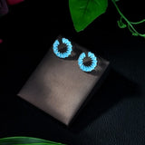 HIBRIDE Geometric Cubic Zirconia Stones Flower Stud Earring E-394