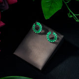 HIBRIDE Geometric Cubic Zirconia Stones Flower Stud Earring E-394