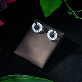 HIBRIDE Geometric Cubic Zirconia Stones Flower Stud Earring E-394