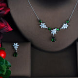 HIBRIDE Brilliant AAA Green Cubic Zircon Bridal Necklace Sets