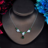 HIBRIDE Brilliant AAA Green Cubic Zircon Bridal Necklace Sets