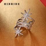 HIBRIDE Fashion Big Brand CZ Pave Adjustable Rings
