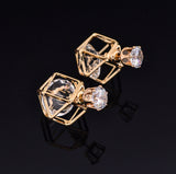 HIBRIDE Black Gun Plated Double Side Hollow Out Front/Back Earrings E-251