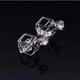 HIBRIDE Black Gun Plated Double Side Hollow Out Front/Back Earrings E-251