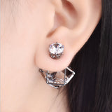 HIBRIDE Black Gun Plated Double Side Hollow Out Front/Back Earrings E-251