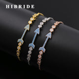 HIBRIDE Blue Cubic Zircon Women Bridal Bracelets&Bangles Arrow Design Adjustable Size Bracelet B-89