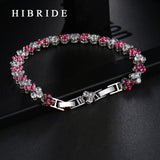 HIBRIDE White Red Heart Shape Cubic Zirconia Charm Bracelets