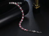 HIBRIDE White Red Heart Shape Cubic Zirconia Charm Bracelets