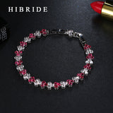 HIBRIDE White Red Heart Shape Cubic Zirconia Charm Bracelets