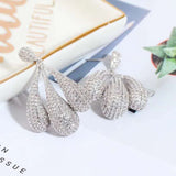 HIBRIDE Colorful AAA Micro CZ Pave Big Bangle Drop Earrings E-891