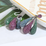 HIBRIDE Colorful AAA Micro CZ Pave Big Bangle Drop Earrings E-891