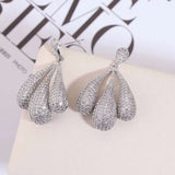 HIBRIDE Colorful AAA Micro CZ Pave Big Bangle Drop Earrings E-891