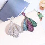 HIBRIDE Colorful AAA Micro CZ Pave Big Bangle Drop Earrings E-891