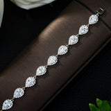 HIBRIDE Elegant Water Drop Shape Cubic Zirconia Strand Bracelet Bangles B-86