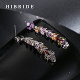 HIBRIDE Zircon Stone Long Drop Earrings E-39