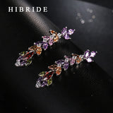 HIBRIDE Zircon Stone Long Drop Earrings E-39