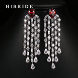 HIBRIDE Zircon Tassel Earring Rhodium Plated Earrings E-56