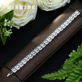 HIBRIDE Shinny AAA Cubic Zircon Baguette Chain Bracelet & Bangle B-93