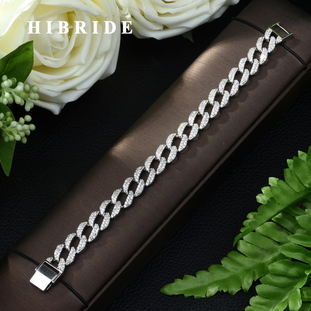 HIBRIDE Unique Design Trendy White Gold Color AAA Cubic Zirconia Bracelets B-120