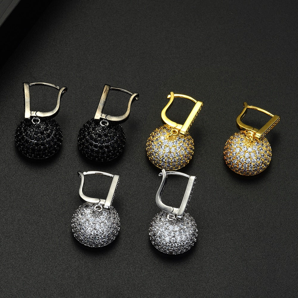 HIBRIDE White Gold AAA Cubic Zircon Drop Earrings E-587