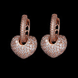 HIBRIDE Heart Hoop Earrings Micro Zircon Pave  Brincos E-388