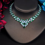 HIBRIDE Shiny Green Cubic Necklace& Earrings Set