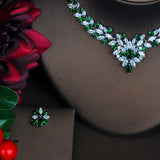 HIBRIDE Shiny Green Cubic Necklace& Earrings Set