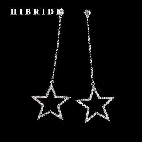 HIBRIDE European Star Pendant Drop Earrings Micro CZ Earring E-395