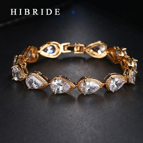 HIBRIDE JEWELRY Brand AAA CZ Stone, Classic Water Drop Shape Bracelets&Bangles