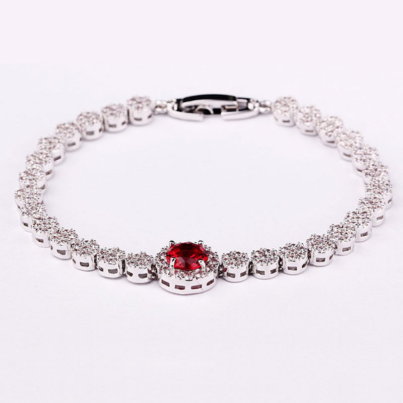 HIBRIDE JEWELRY Brand Luxury Red/White/Blue Cubic Zirconia Bracelets