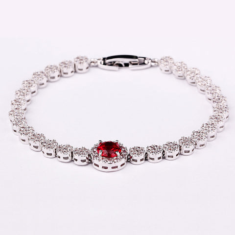 HIBRIDE JEWELRY Brand Luxury Red/White/Blue Cubic Zirconia Bracelets