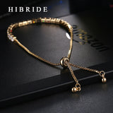 HIBRIDE AAA Cubic Zircon Gold-Color Adjustable Chain Bangles