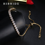HIBRIDE AAA Cubic Zircon Gold-Color Adjustable Chain Bangles