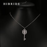 HIBRIDE Rhodium Plated  Key Shape Cubic Zirconia Pendants Necklace