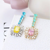 HIBRIDE Large Multi-color Stone Square Shape Long Dangle Earrings E-492
