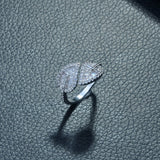 HIBRIDE Latese Fashion Micro Pave CZ Leave Shape Ring