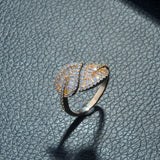 HIBRIDE Latese Fashion Micro Pave CZ Leave Shape Ring