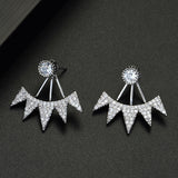 HIBRIDE Latest Statement Luxurious Micro Paved CZ Crystal Feather Stud Earrings E-585