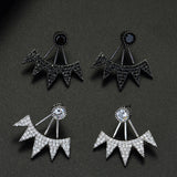 HIBRIDE Latest Statement Luxurious Micro Paved CZ Crystal Feather Stud Earrings E-585