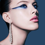 HIBRIDE Long White Color Geometric Stud Earrings E-640