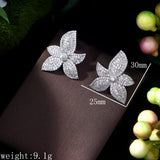 HIBRIDE Flower Shape Full CZ Stud Earrings Dubai Korean Style brinco Earrings E-438