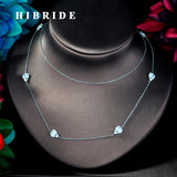 HIBRIDE Luxury AAA Cubic Zircon Pave Dubai  Double Link Sweater Chain Necklace