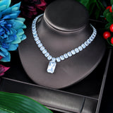 HIBRIDE AAA Cubic Zirconia Necklace Rectangle Shape Full CZ Pendant Necklace