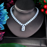 HIBRIDE AAA Cubic Zirconia Necklace Rectangle Shape Full CZ Pendant Necklace