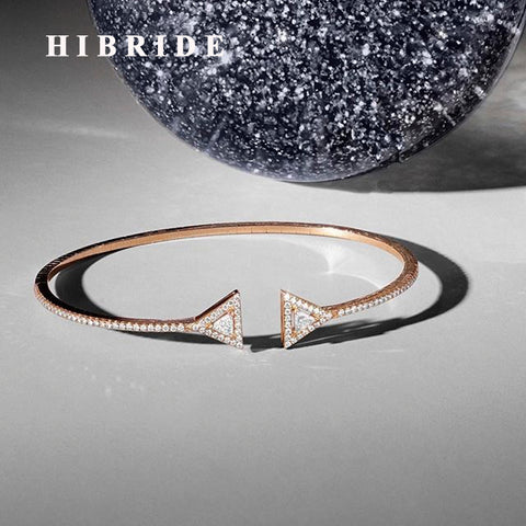 HIBRIDE AAA Cubic Zirconia Pave Cuff Bangle&Bracelets Link Chain Adjustable B-134