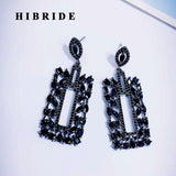 HIBRIDE Black Cubic Zircon Charm Drop Earrings E-739