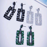 HIBRIDE Black Cubic Zircon Charm Drop Earrings E-739